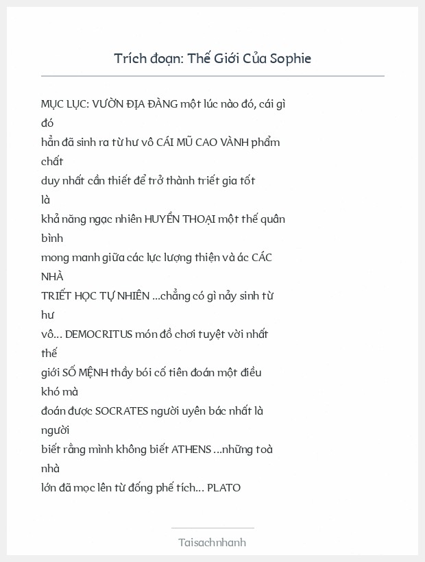 Trích đoạn Thế Giới Của Sophie