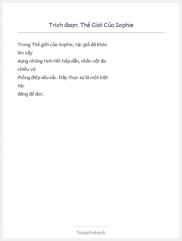 Trích đoạn Thế Giới Của Sophie