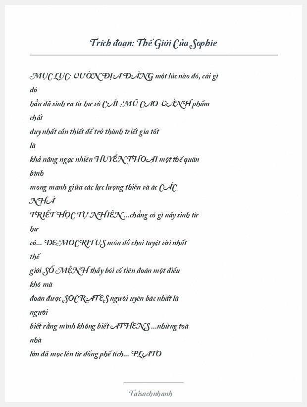Trích đoạn Thế Giới Của Sophie