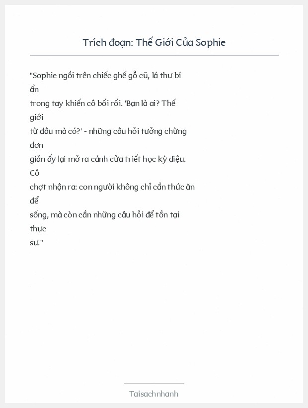 Trích đoạn Thế Giới Của Sophie