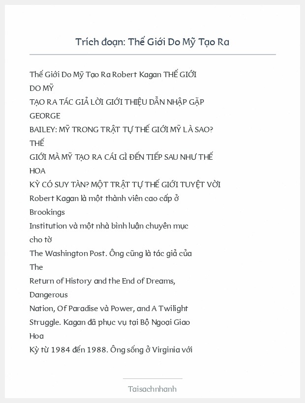 Trích đoạn Thế Giới Do Mỹ Tạo Ra