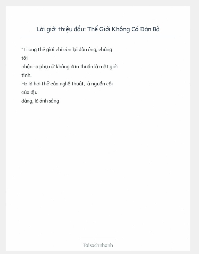 Trích đoạn Thế Giới Không Có Đàn Bà