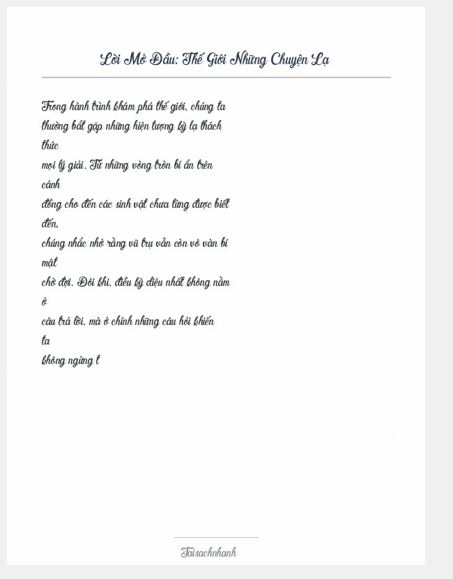 Trích đoạn Thế Giới Những Chuyện Lạ