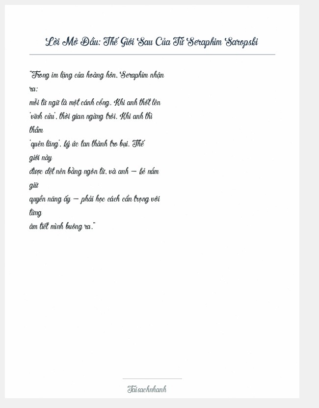 Trích đoạn Thế Giới Sau Của Từ Seraphim Saropski