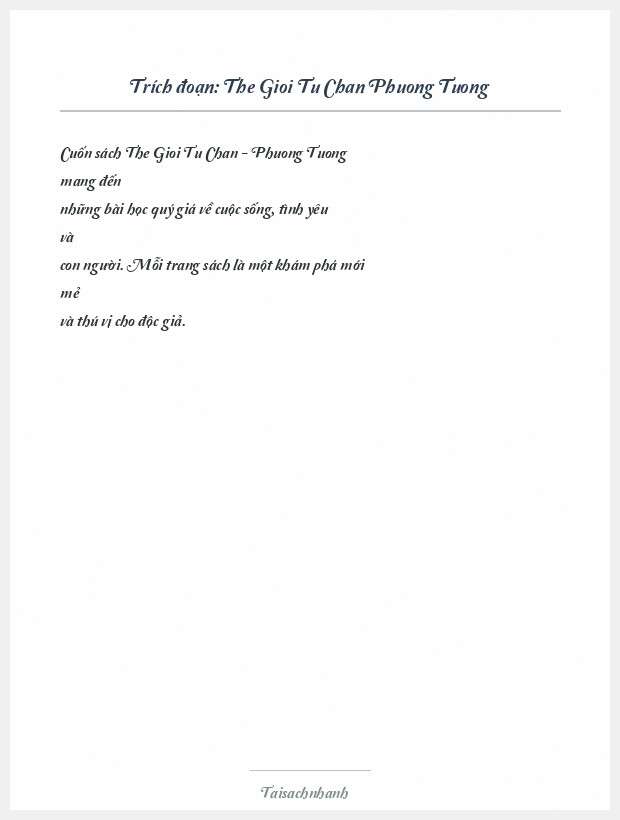 Trích đoạn The Gioi Tu Chan Phuong Tuong