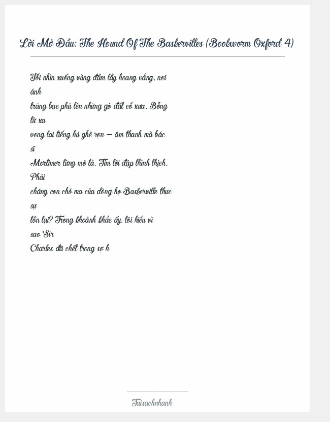 Trích đoạn The Hound Of The Baskervilles (Bookworm Oxford 4)