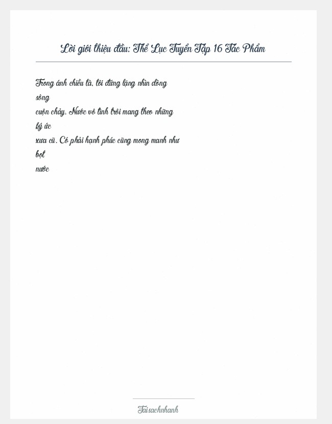 Trích đoạn Thể Lục Tuyển Tập 16 Tác Phẩm