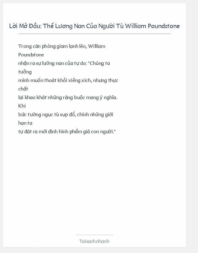 Trích đoạn Thế Lương Nan Của Người Tù William Poundstone