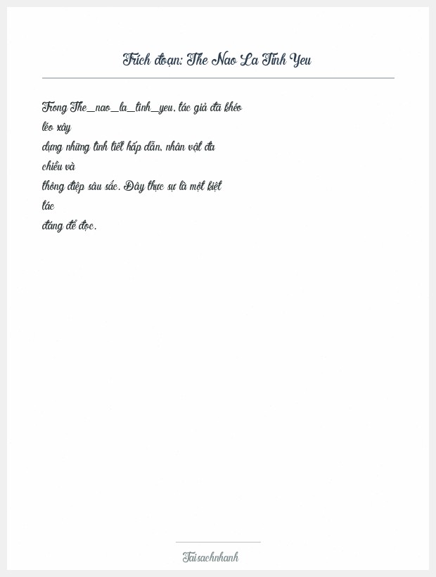 Trích đoạn The Nao La Tinh Yeu
