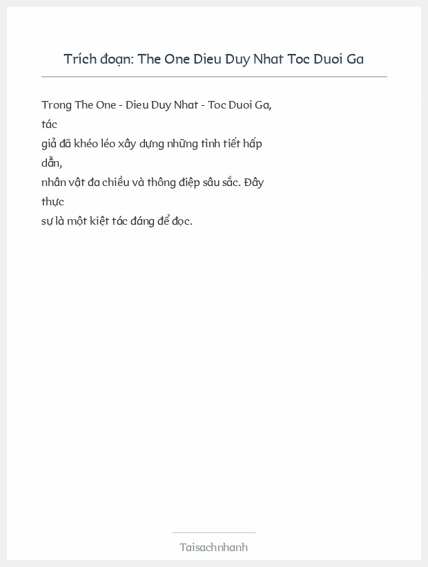 Trích đoạn The One Dieu Duy Nhat Toc Duoi Ga