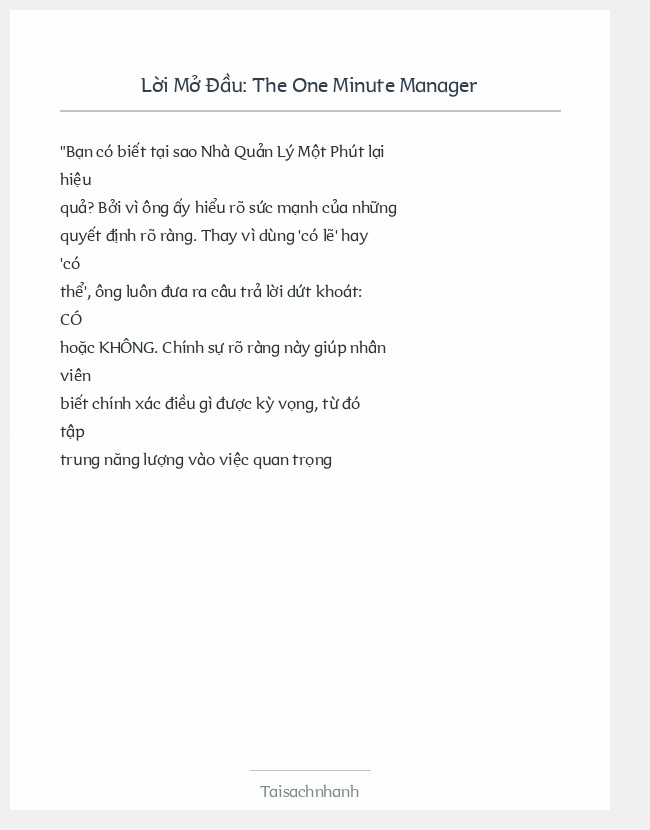Trích đoạn The One Minute Manager