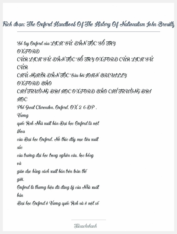 Trích đoạn The Oxford Handbook Of The History Of Nationalism John Breuilly