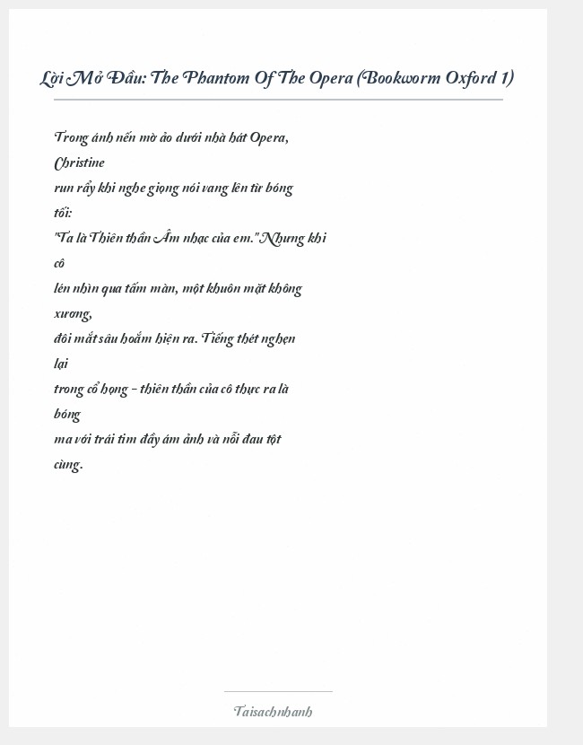 Trích đoạn The Phantom Of The Opera (Bookworm Oxford 1)