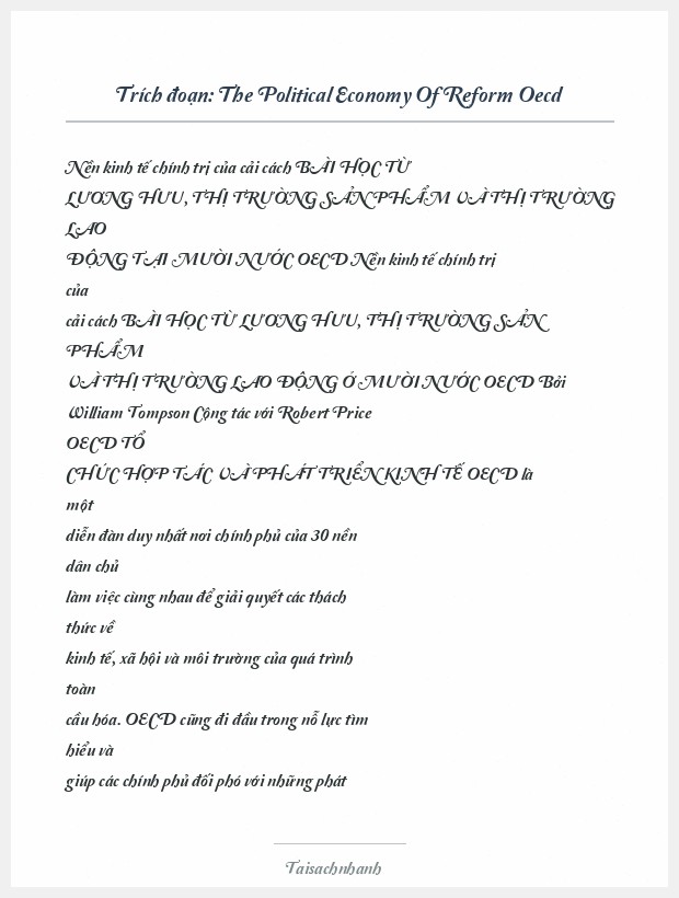 Trích đoạn The Political Economy Of Reform Oecd