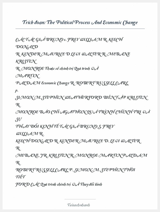 Trích đoạn The Political Process And Economic Change