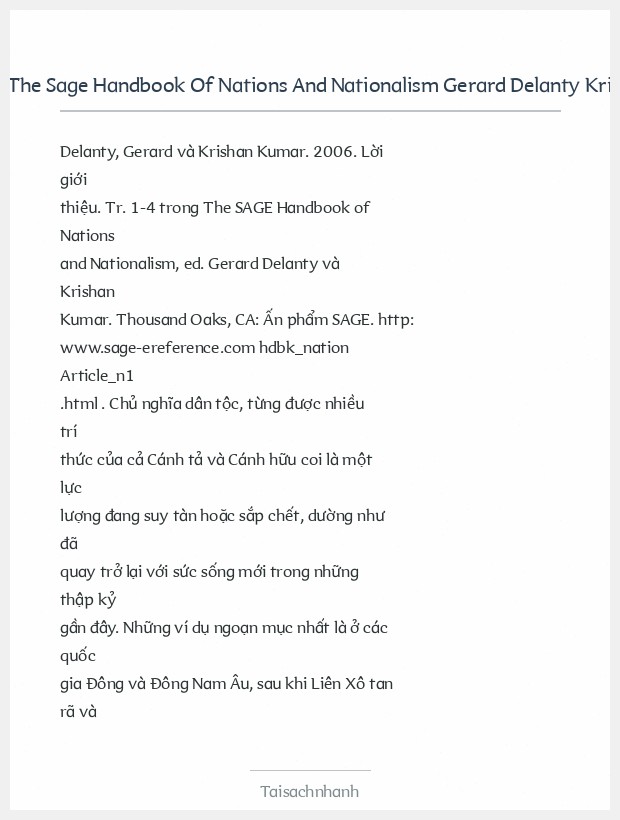 Trích đoạn The Sage Handbook Of Nations And Nationalism Gerard Delanty Krishan Kumar