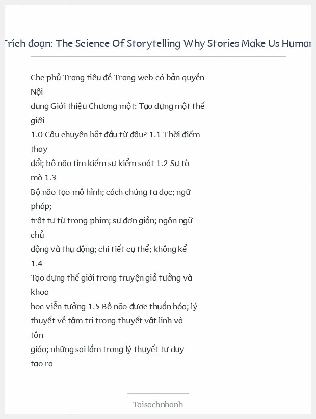 Trích đoạn The Science Of Storytelling Why Stories Make Us Human