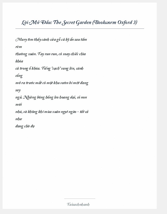 Trích đoạn The Secret Garden (Bookworm Oxford 3)