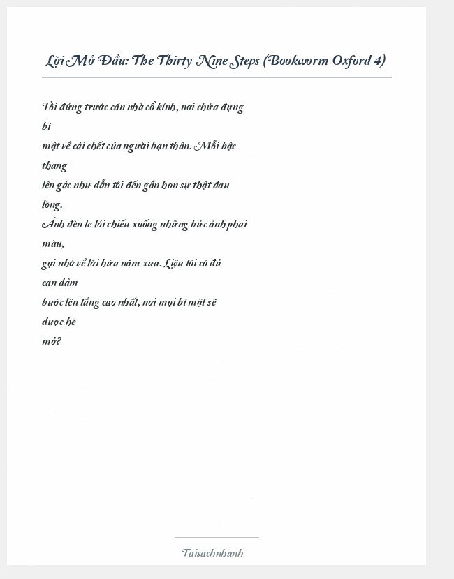 Trích đoạn The Thirty-Nine Steps (Bookworm Oxford 4)