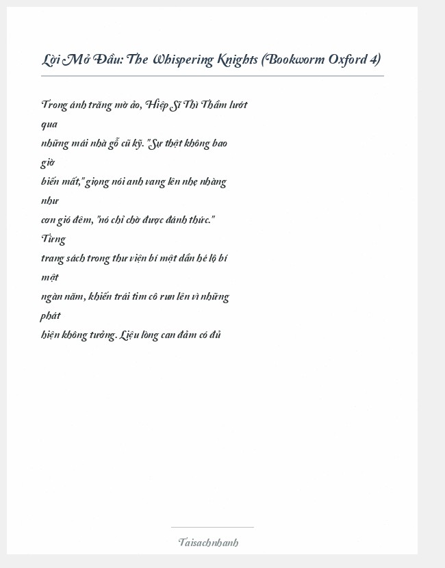 Trích đoạn The Whispering Knights (Bookworm Oxford 4)
