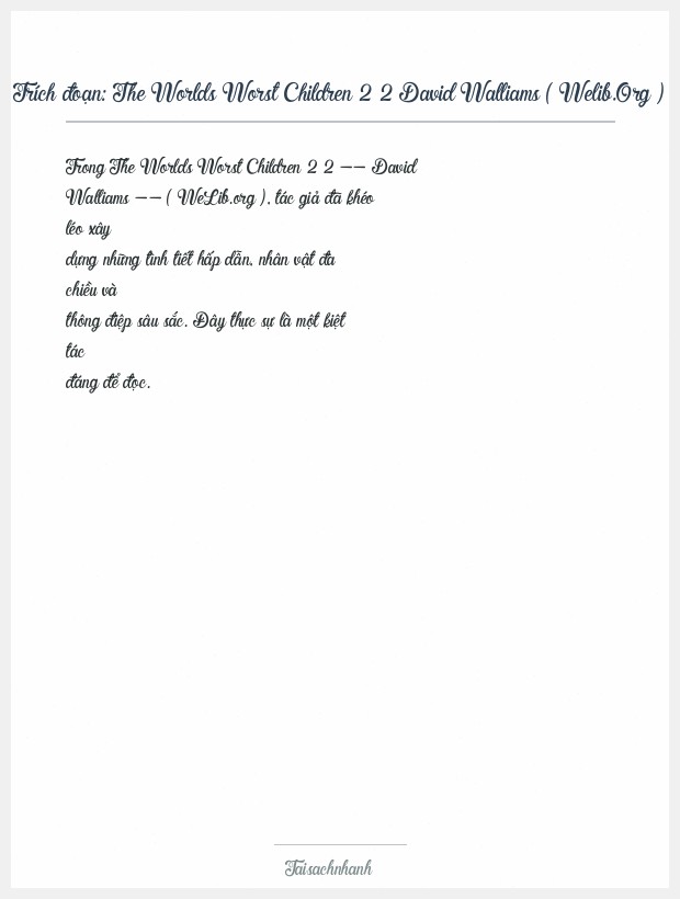 Trích đoạn The Worlds Worst Children 2 2 David Walliams ( Welib.Org )