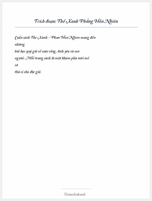 Trích đoạn Thế Xanh Phẳng Hồn Nhiên