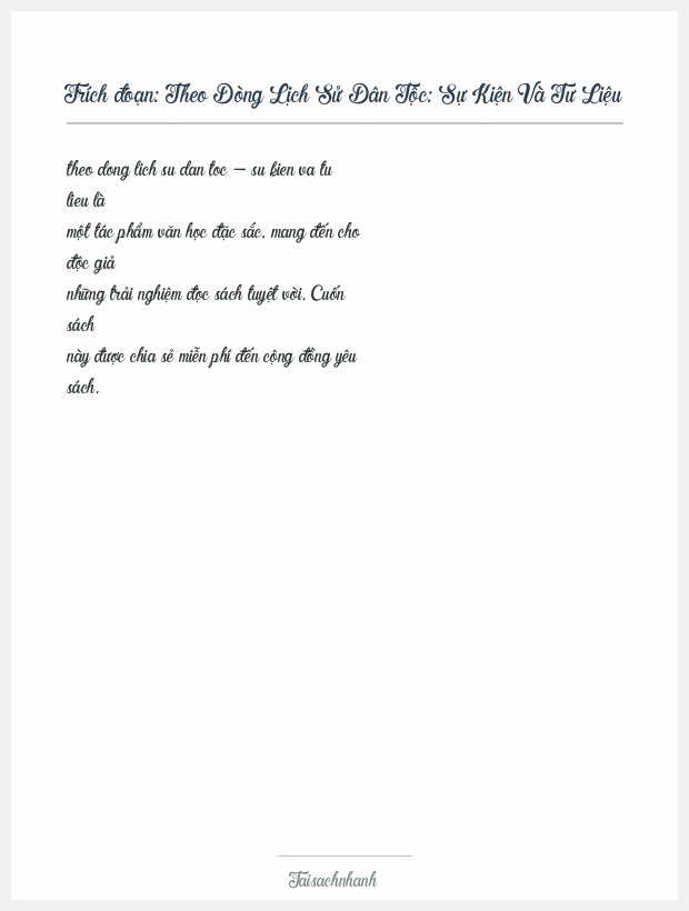 Trích đoạn Theo Dòng Lịch Sử Dân Tộc: Sự Kiện Và Tư Liệu