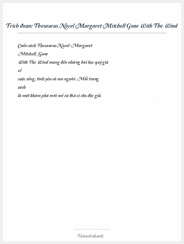 Trích đoạn Thesaurus Novel Margaret Mitchell Gone With The Wind