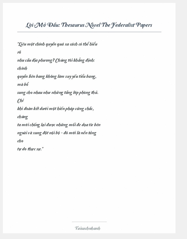 Trích đoạn Thesaurus Novel The Federalist Papers