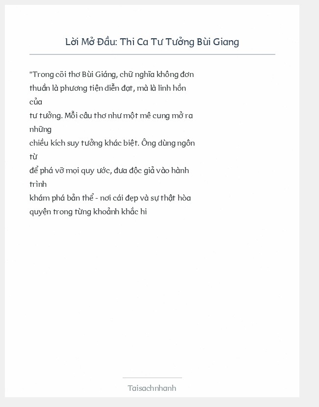 Trích đoạn Thi Ca Tư Tưởng Bùi Giang
