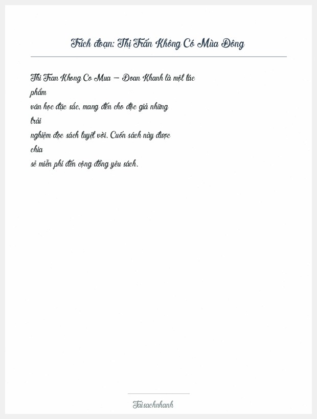 Trích đoạn Thị Trấn Không Có Mùa Đông