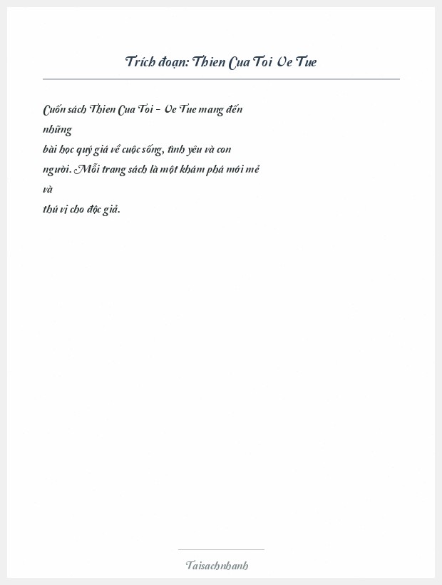 Trích đoạn Thien Cua Toi Ve Tue