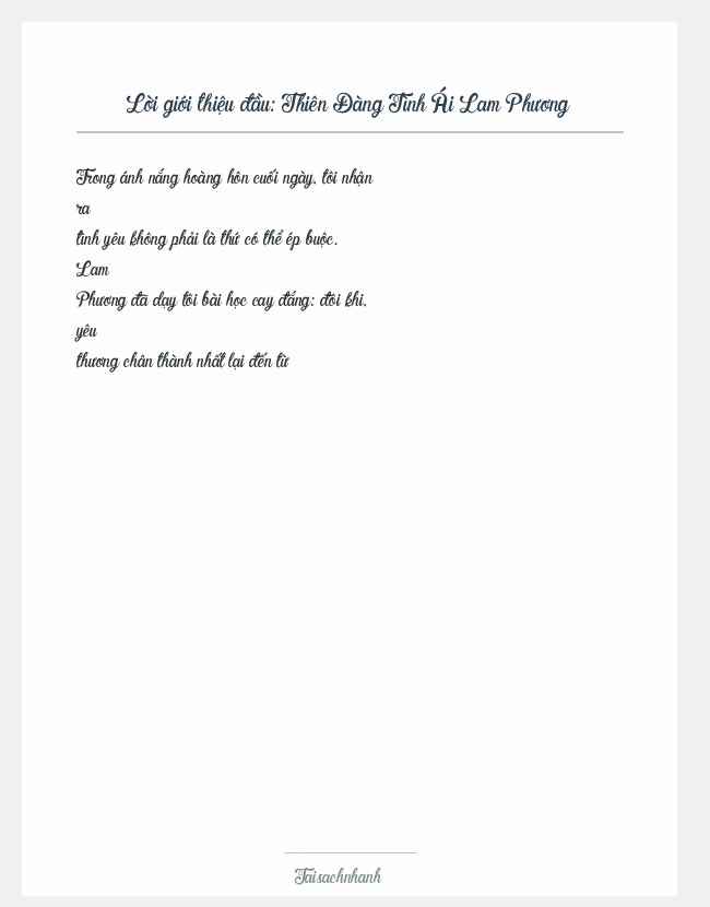 Trích đoạn Thiên Đàng Tình Ái Lam Phương