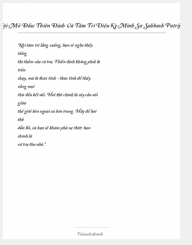 Trích đoạn Thiên Định Và Tâm Trí Diệu Kỳ Minh Sư Subhash Patriji