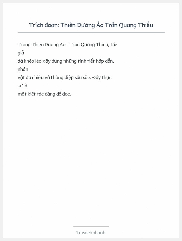 Trích đoạn Thiên Đường Ảo Trần Quang Thiều