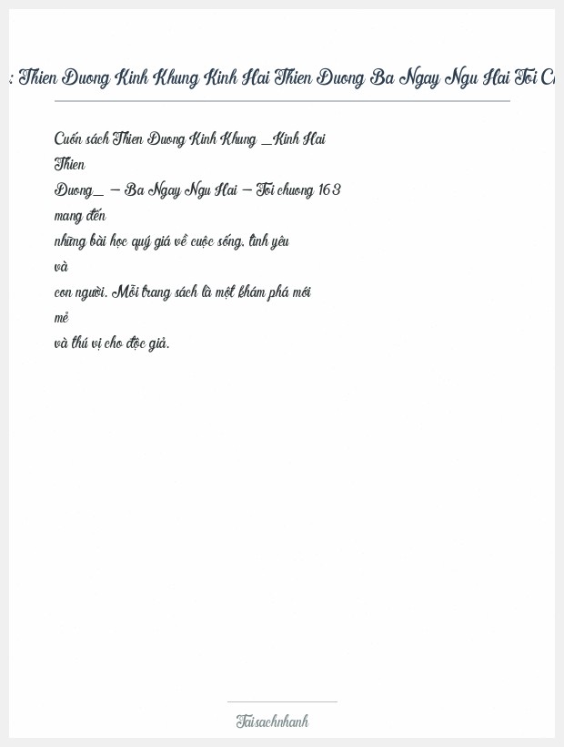 Trích đoạn Thien Duong Kinh Khung Kinh Hai Thien Duong Ba Ngay Ngu Hai Toi Chuong 163