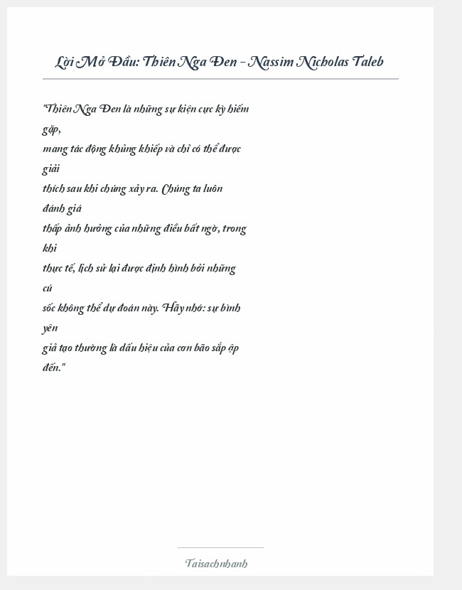 Trích đoạn Thiên Nga Đen - Nassim Nicholas Taleb