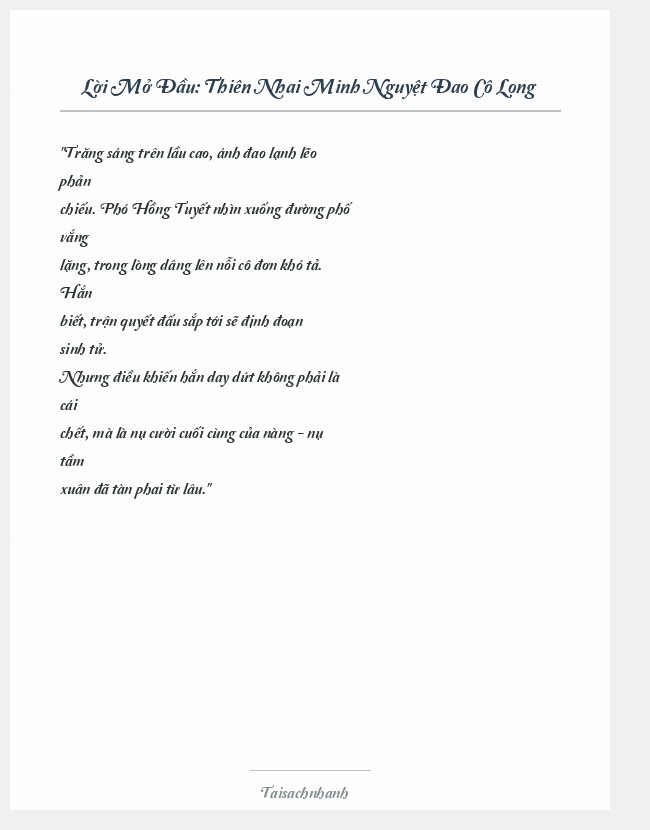 Trích đoạn Thiên Nhai Minh Nguyệt Đao Cô Long