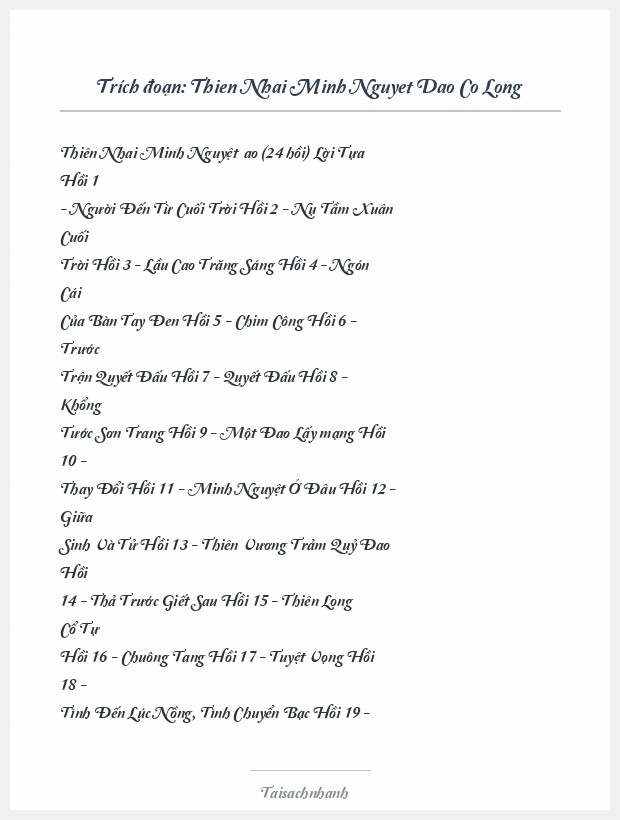 Trích đoạn Thien Nhai Minh Nguyet Dao Co Long