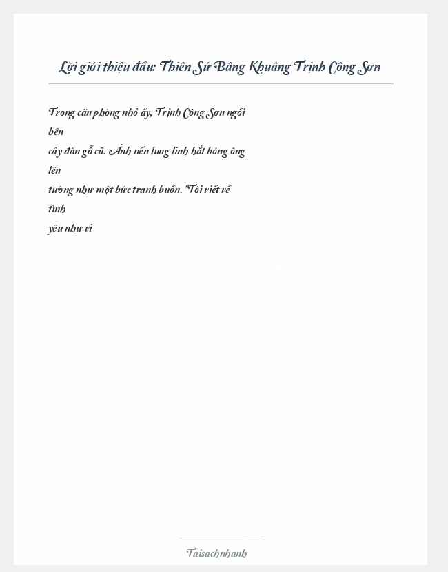 Trích đoạn Thiên Sứ Bâng Khuâng Trịnh Công Sơn