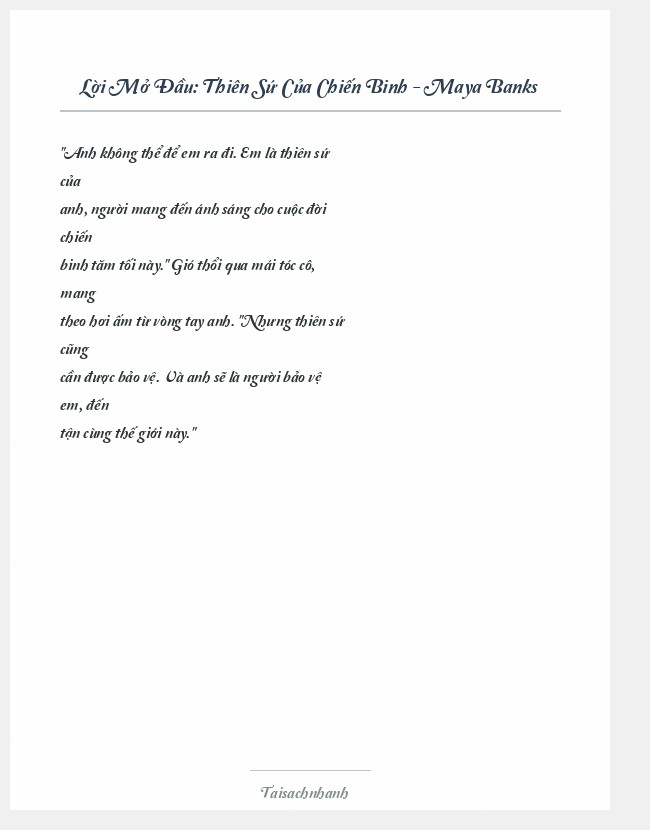 Trích đoạn Thiên Sứ Của Chiến Binh - Maya Banks