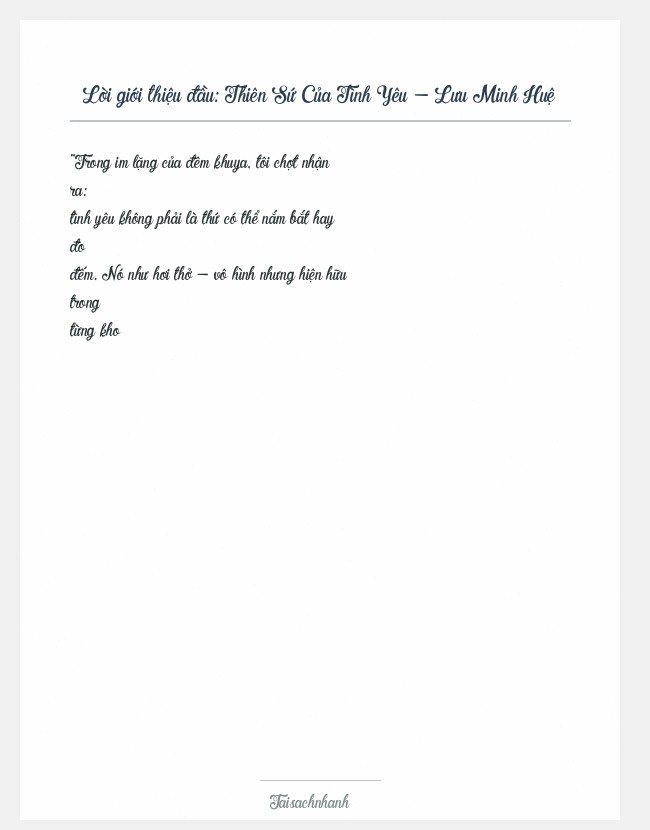 Trích đoạn Thiên Sứ Của Tình Yêu - Lưu Minh Huệ
