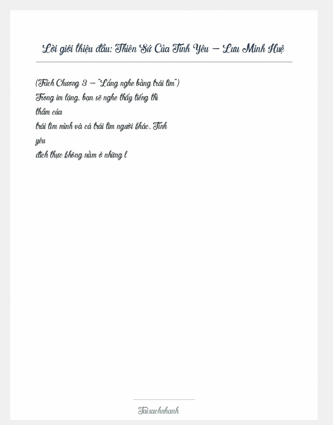 Trích đoạn Thiên Sứ Của Tình Yêu - Lưu Minh Huệ