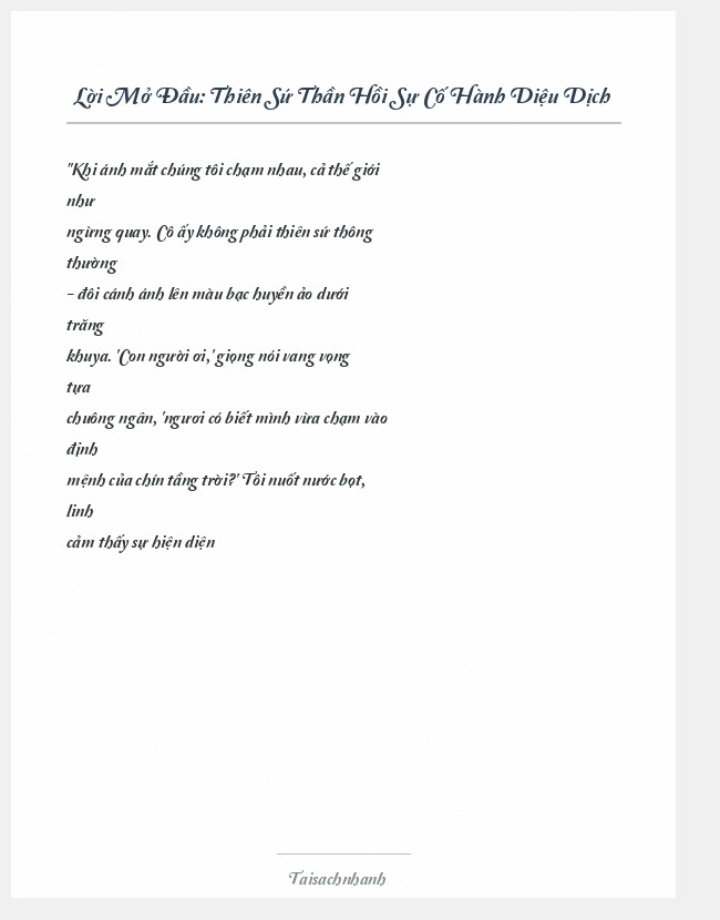 Trích đoạn Thiên Sứ Thần Hồi Sự Cố Hành Diệu Dịch