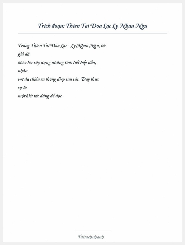 Trích đoạn Thien Tai Doa Lac Ly Nhan Ngu