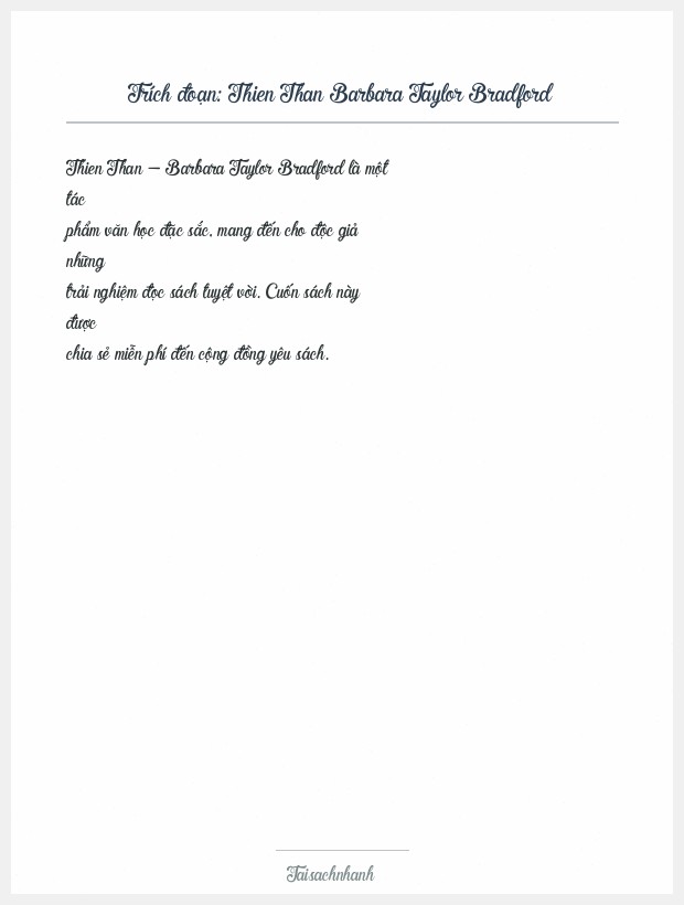 Trích đoạn Thien Than Barbara Taylor Bradford