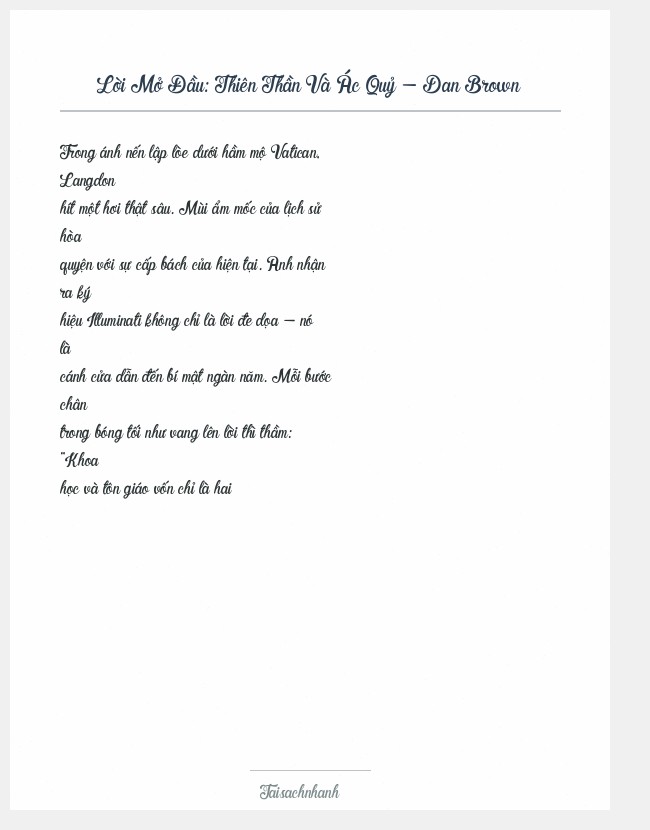 Trích đoạn Thiên Thần Và Ác Quỷ - Dan Brown