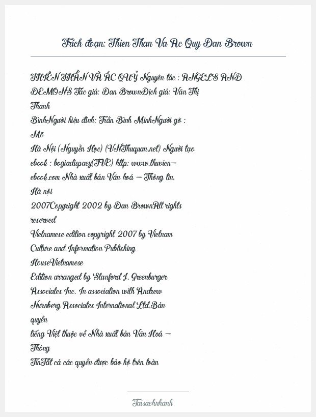 Trích đoạn Thien Than Va Ac Quy Dan Brown