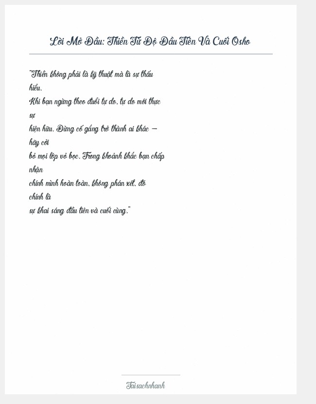 Trích đoạn Thiền Từ Độ Đầu Tiên Và Cuối Osho