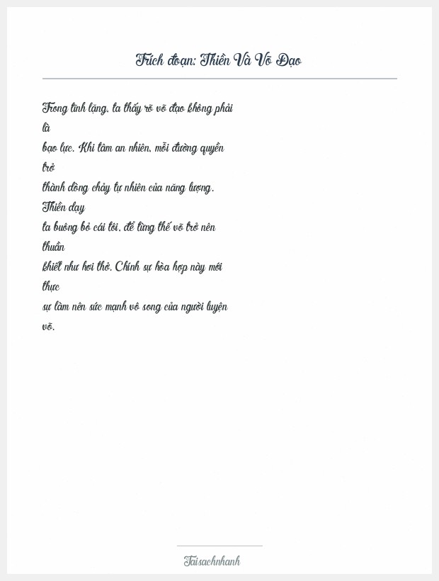 Trích đoạn Thiền Và Võ Đạo